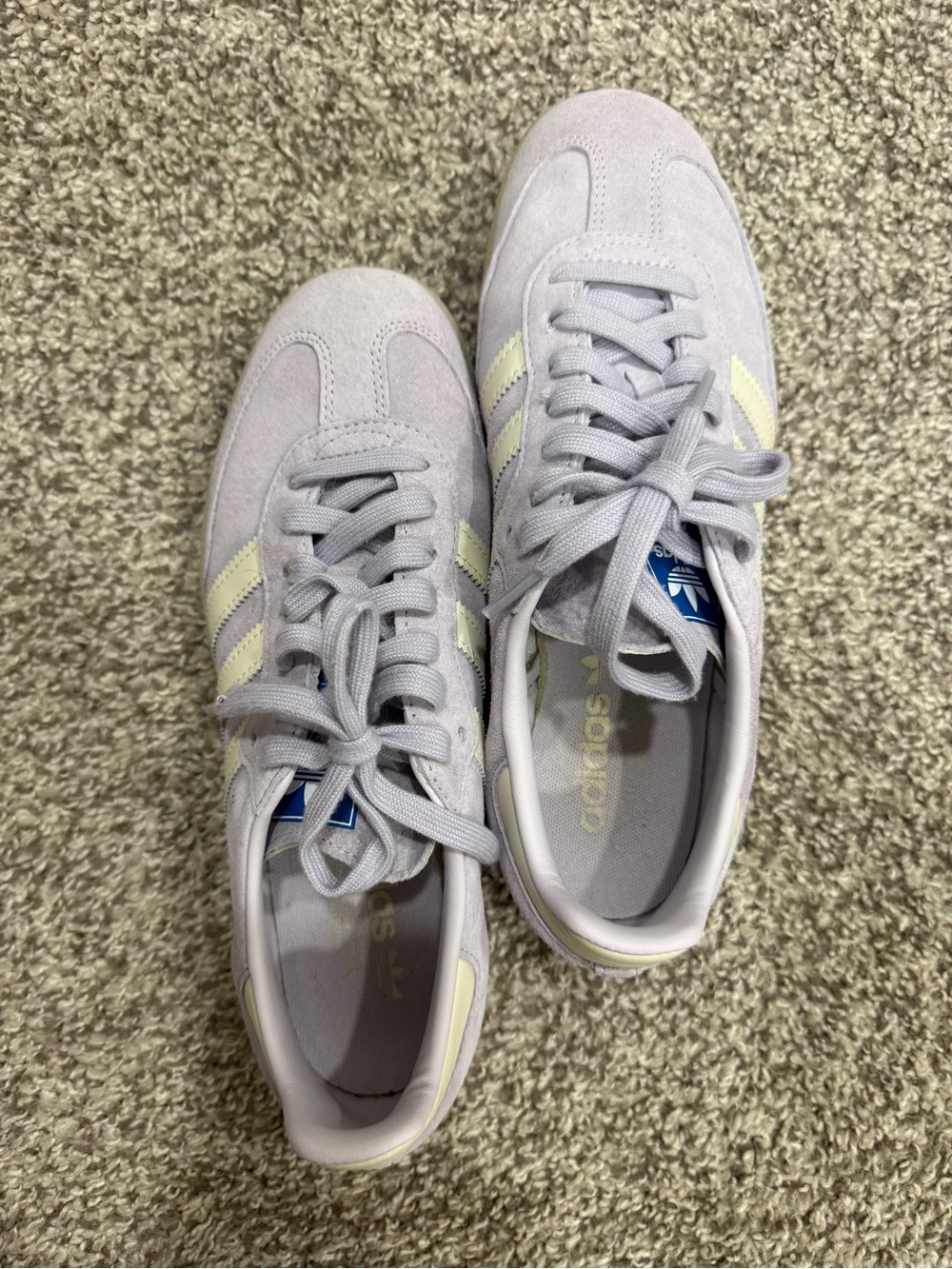 adidas Women's Pale Lilac Suede Sneakers with Cream Stripes
